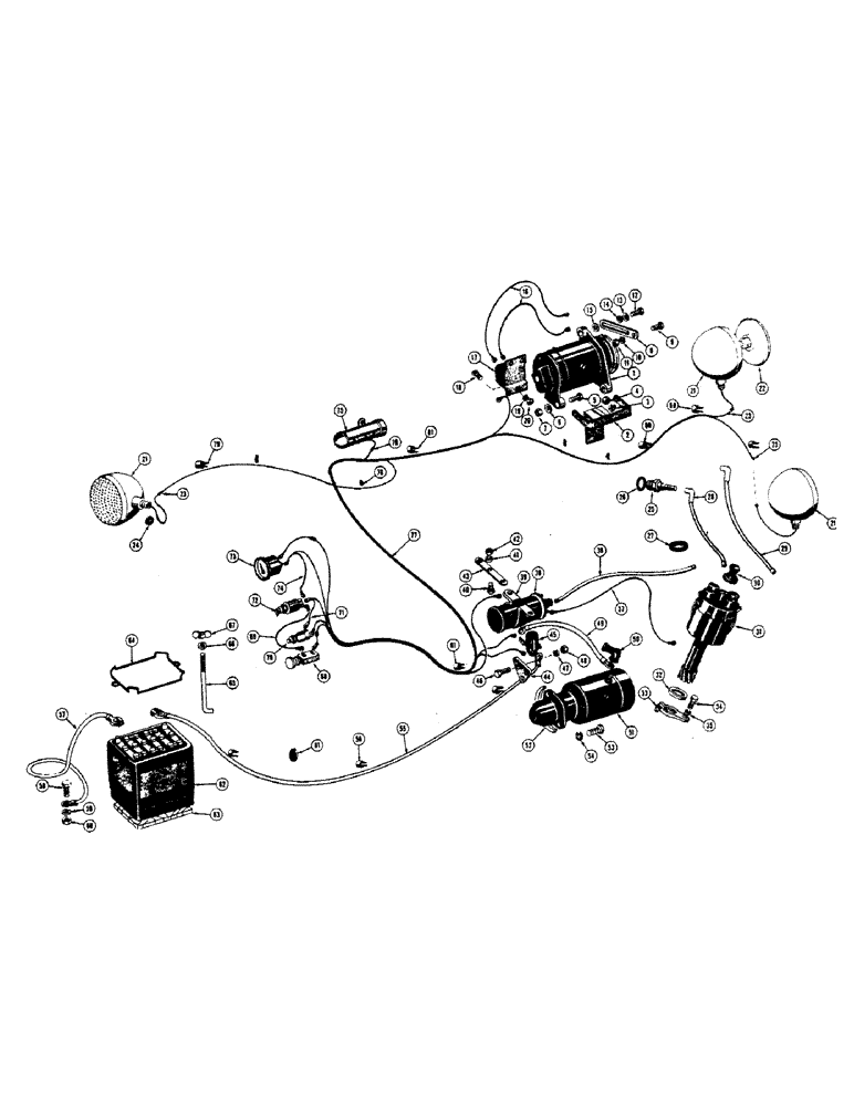 Схема запчастей Case 310 - (034) - STARTER, GENERATOR, BATTERY, AND WIRING (12 VOLT), USED TO TRACTOR S/N 3003825 & AFTER (06) - ELECTRICAL SYSTEMS