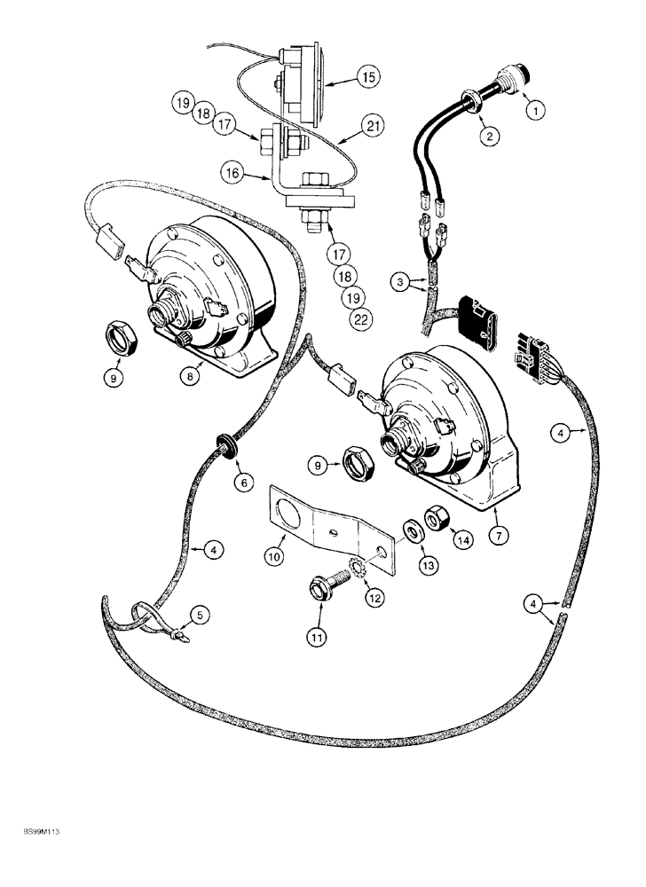 Схема запчастей Case 550G - (4-24) - HORN, MODELS WITH TWO HORNS (06) - ELECTRICAL SYSTEMS