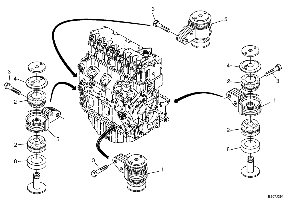 Схема запчастей Case 21E - (13.000[2192711001]) - ENGINE MOUNTING (10) - ENGINE