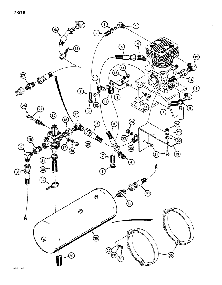 Схема запчастей Case 780C - (7-218) - BRAKE SYSTEM, RESERVOIR AND UNLOADING VALVE LINES (07) - BRAKES