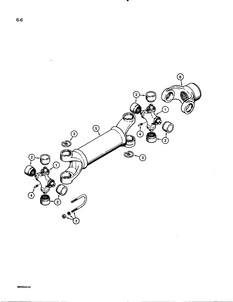 Схема запчастей Case 455C - (6-06) - DRIVE SHAFT ASSEMBLY (06) - POWER TRAIN