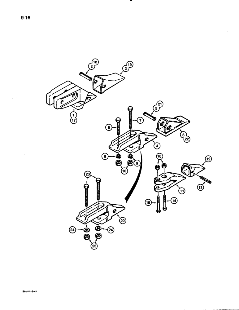 Схема запчастей Case W30 - (9-16) - BUCKET TEETH (09) - CHASSIS/ATTACHMENTS