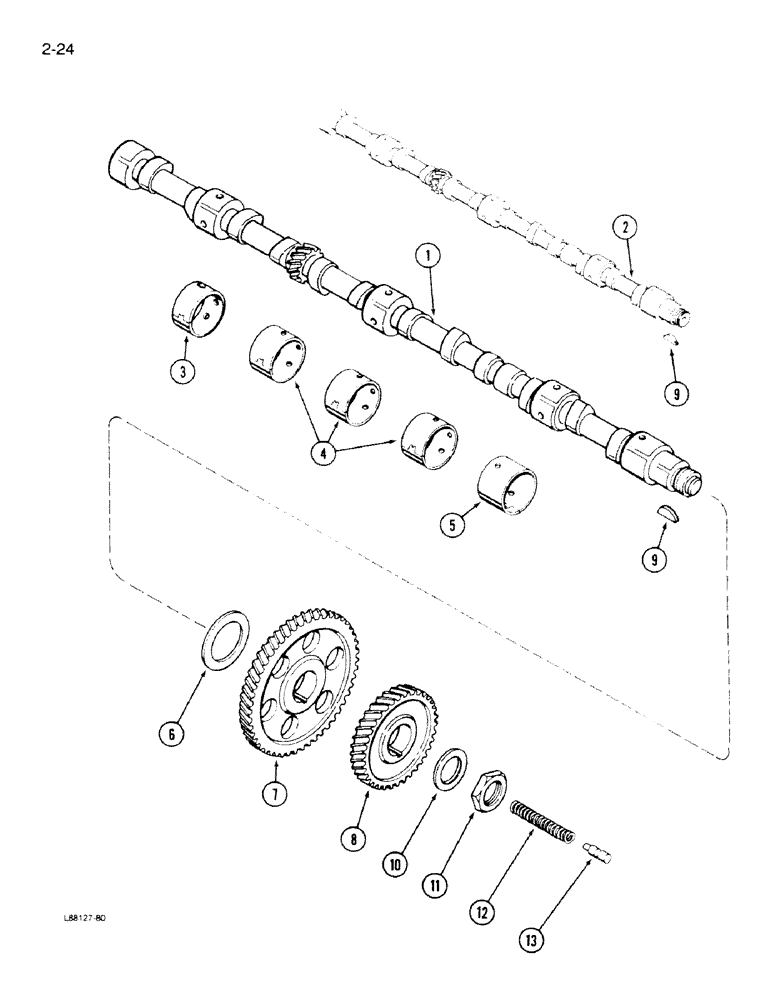 Схема запчастей Case 1450B - (2-24) - CAMSHAFT, 504BDT DIESEL ENGINE (02) - ENGINE