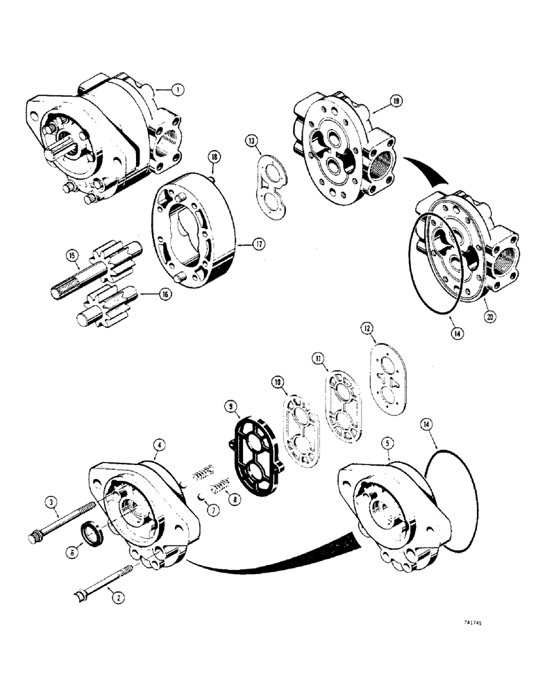 Схема запчастей Case 32 - (035A) - D41390 HYDRAULIC PUMP, SERVICE REPLACEMENT 