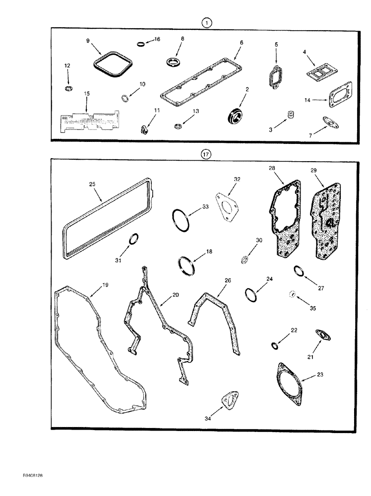 Схема запчастей Case 550G - (2-58) - ENGINE GASKET KITS, 4-390 AND 4T-390 ENGINE, PRIOR TO P.I.N. JJG0255794 (01) - ENGINE