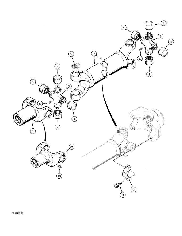 Схема запчастей Case 580SK - (6-30) - DRIVE SHAFT, POWER SHUTTLE TO TRANSAXLE (06) - POWER TRAIN