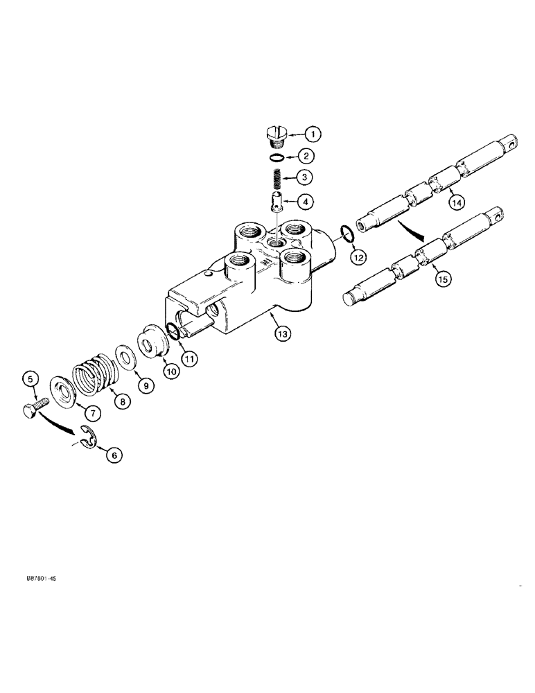 Схема запчастей Case 1825 - (8-18) - AUXILIARY HYDRAULIC CONTROL VALVE (08) - HYDRAULICS