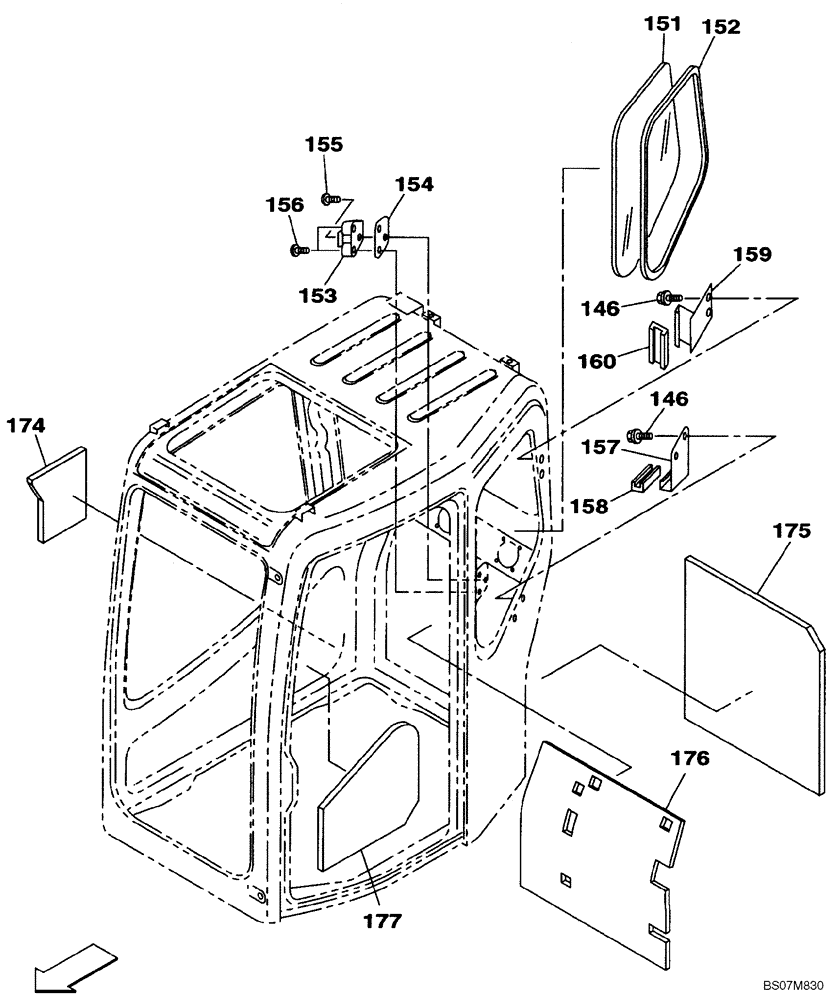 Схема запчастей Case CX80 - (09-21) - CAB INSULATION (09) - CHASSIS