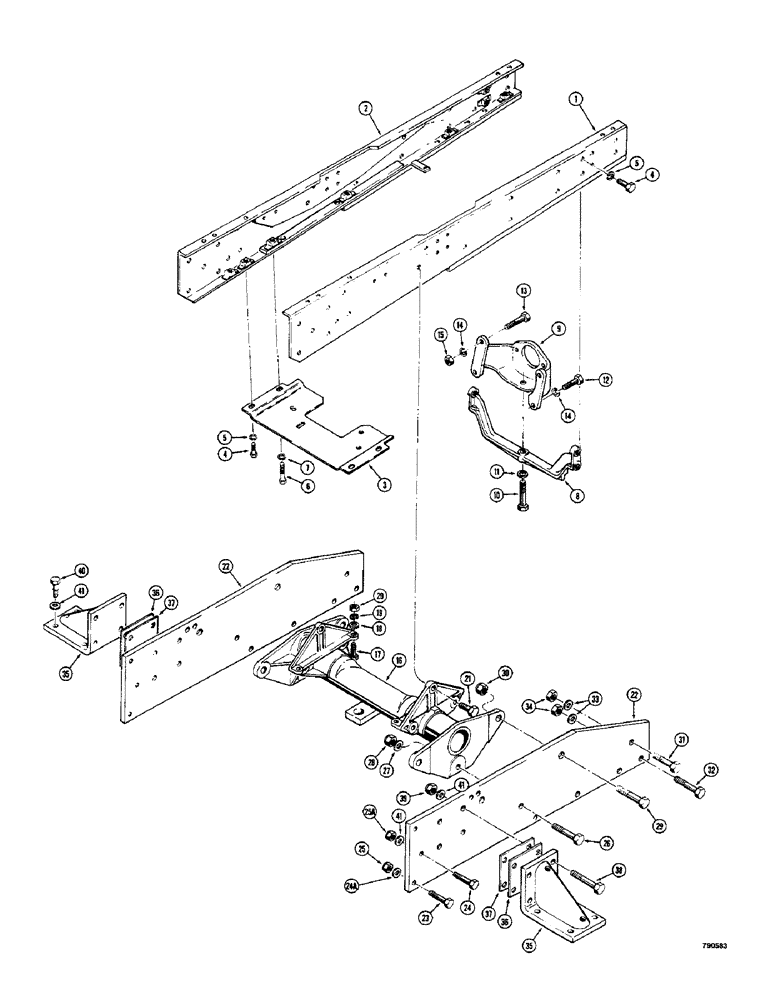 Схема запчастей Case 350 - (408) - ENGINE FRAME, RELATED PARTS AND TORQUE TUBE, TRACTOR SN 3050472 AND AFTER (01) - ENGINE