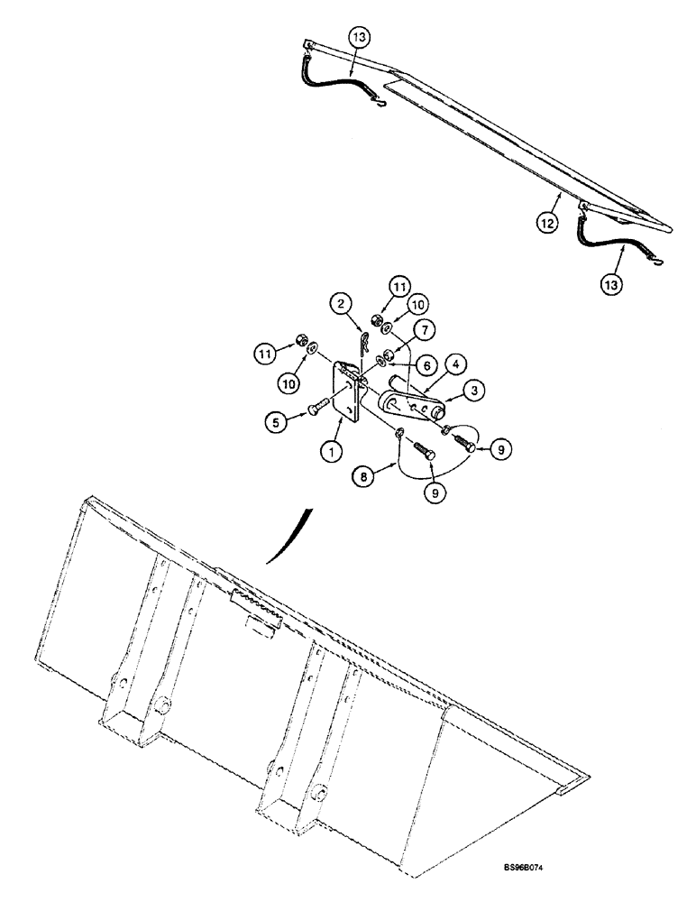 Схема запчастей Case 1825B - (9-10) - BUCKET LOCKOUT, ITALIAN D.G.M. AND GERMAN T.U.V. (09) - CHASSIS/ATTACHMENTS