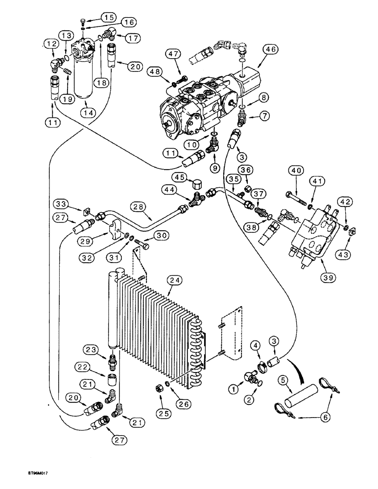 Схема запчастей Case 1825B - (6-08) - HYDROSTATIC CIRCUIT, PUMP, FILTER AND COOLER (06) - POWER TRAIN