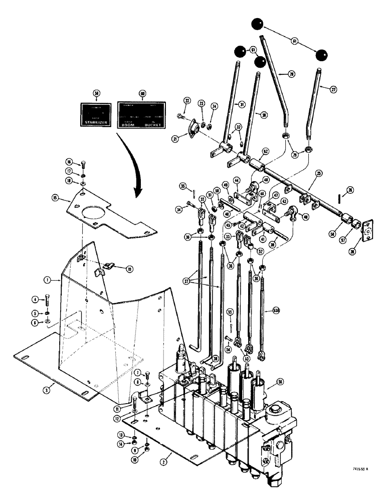 Схема запчастей Case 780 - (496) - TWIN LEVER BACKHOE CONTROLS, USED ON MODELS WITH SINGLE BACKHOE CONTROL TWR (09) - CHASSIS/ATTACHMENTS