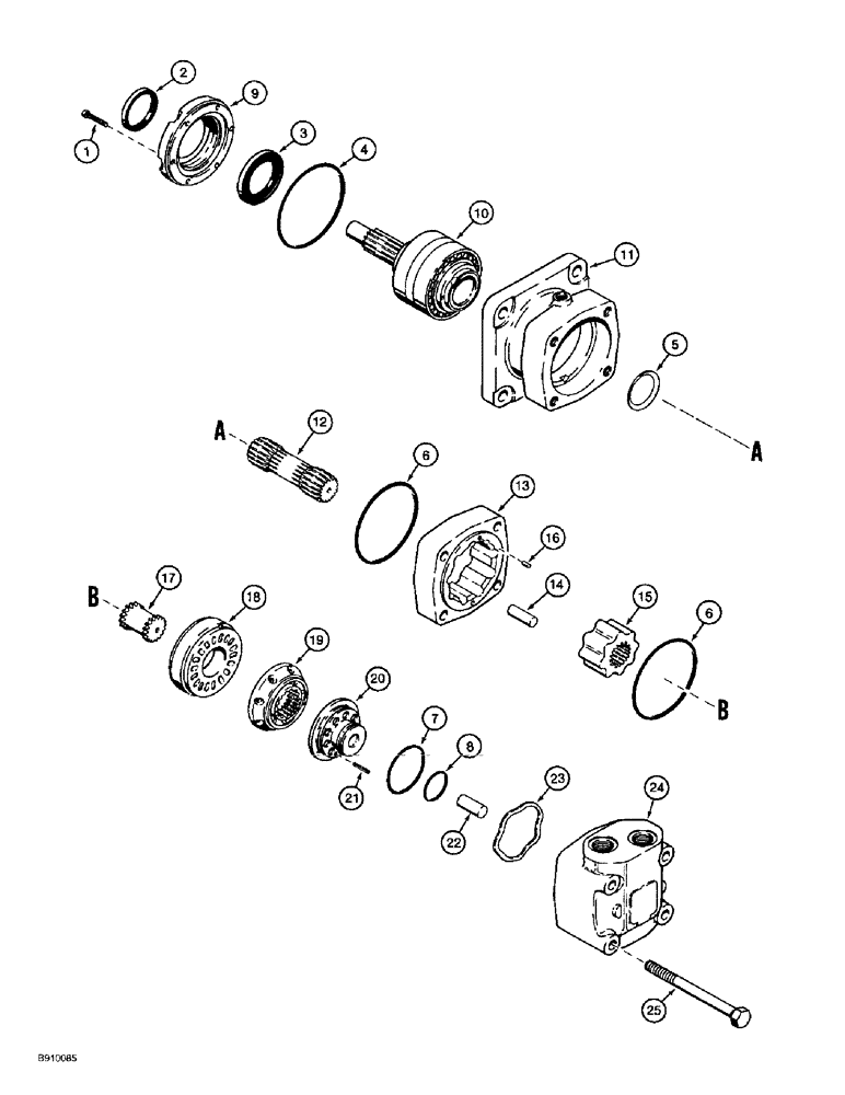 Схема запчастей Case 1838 - (6-26) - HYDRAULIC DRIVE MOTOR (06) - POWER TRAIN