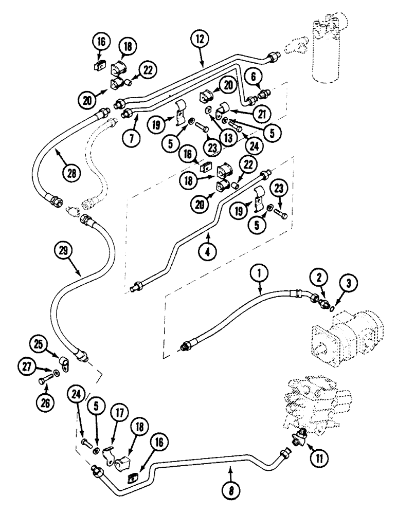 Схема запчастей Case 580SK - (8-010) - CIRCUIT HYDRAULIC WITHOUT BACKHOE, UP TO S/N JJH0016104 (08) - HYDRAULICS