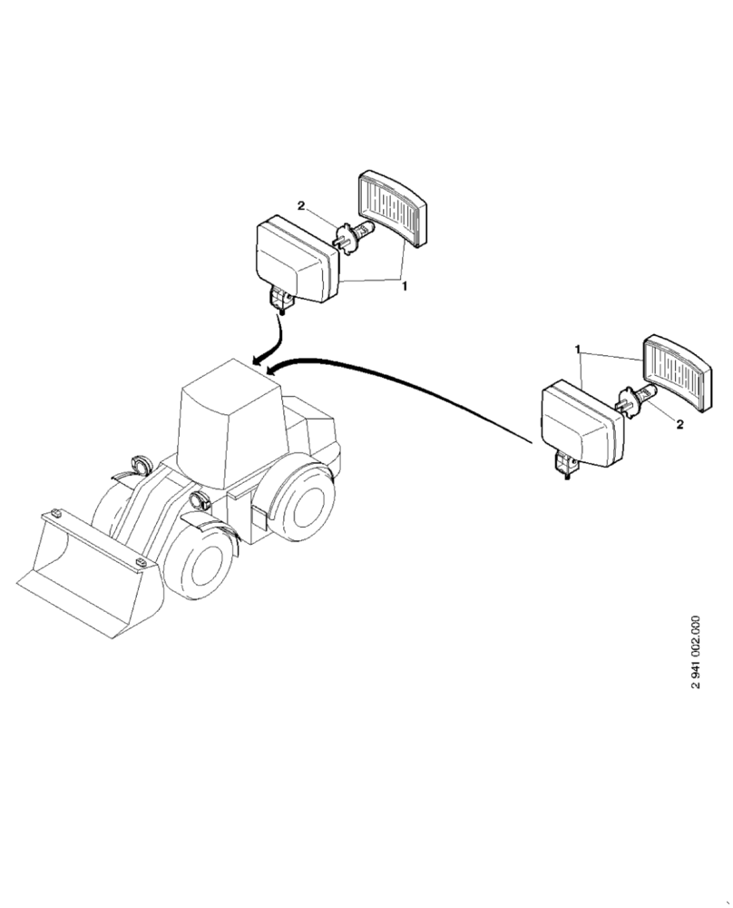 Схема запчастей Case 221D - (32.520[001]) - HEADLIGHT CAB INSTALLATION 12V/55W (S/N 581101-UP) (55) - ELECTRICAL SYSTEMS