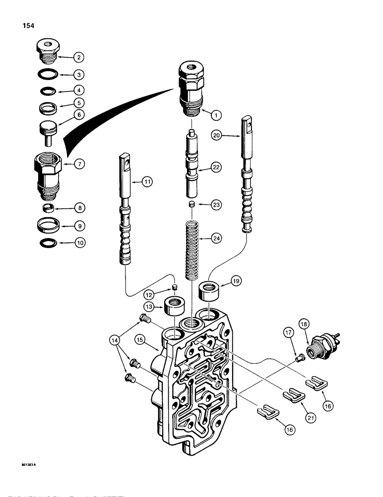 Схема запчастей Case 680H - (154) - TRANSMISSION CONTROL VALVE ASSEMBLY (06) - POWER TRAIN