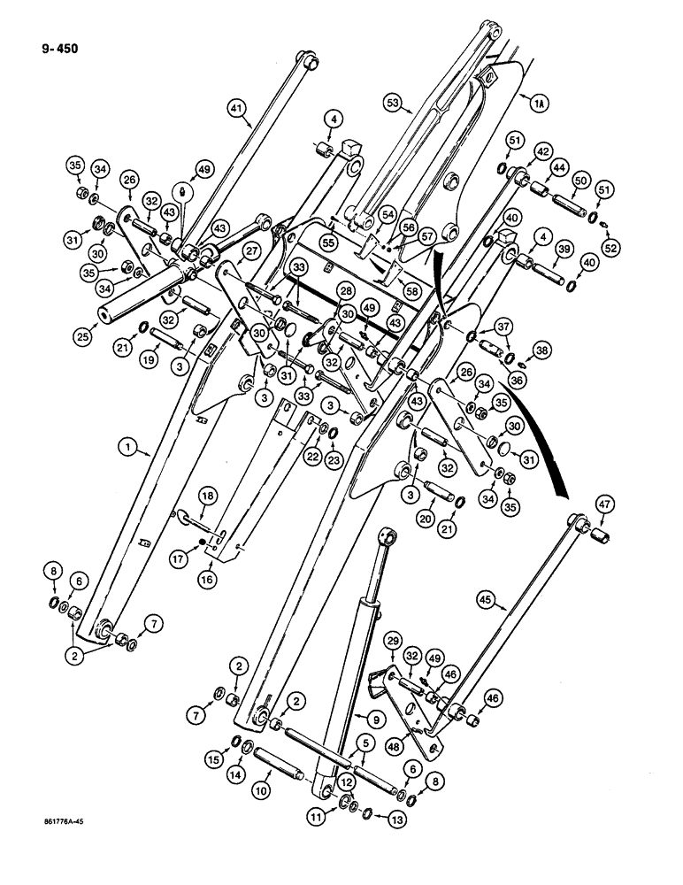 Схема запчастей Case 580K - (09-450) - LOADER FRAME AND MOUNTING PARTS (09) - CHASSIS/ATTACHMENTS