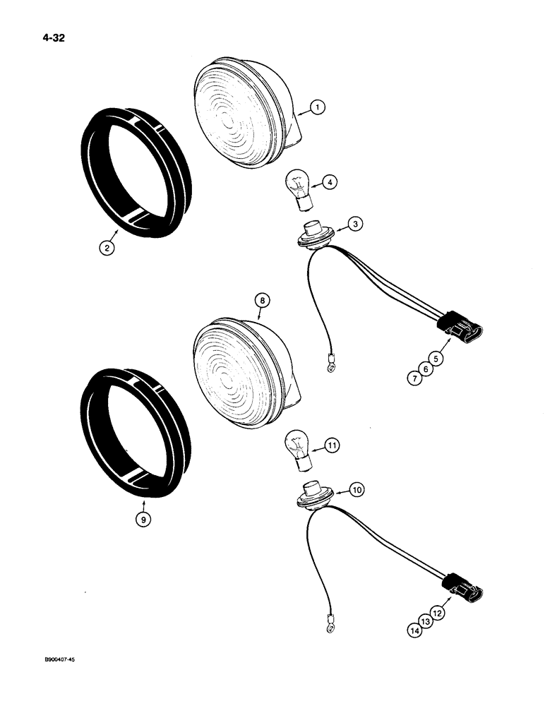 Схема запчастей Case 1085C - (4-32) - LAMPS, STOP AND TAIL AND TURN SIGNAL (04) - ELECTRICAL SYSTEMS