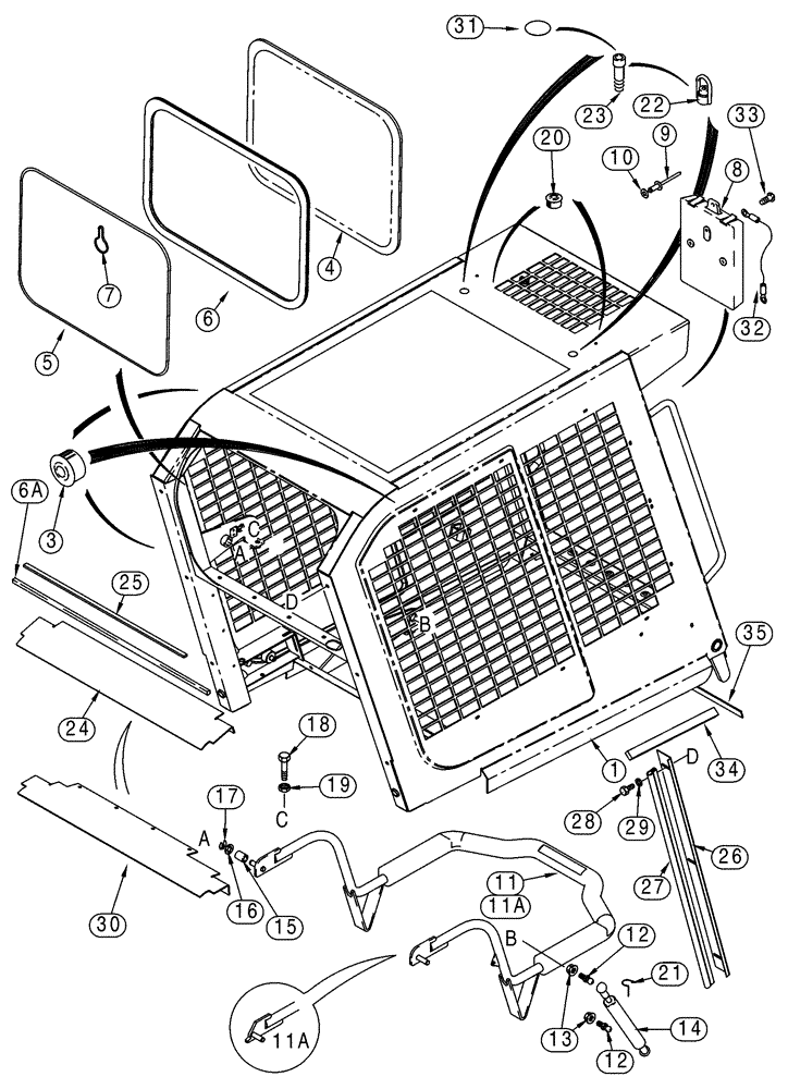 Схема запчастей Case 90XT - (09-37) - CANOPY, ROPS FRAME AND SEAT BAR, NORTH AMERICAN MODELS -JAF0319916, EUROPEAN MODELS -JAF0274254 (09) - CHASSIS