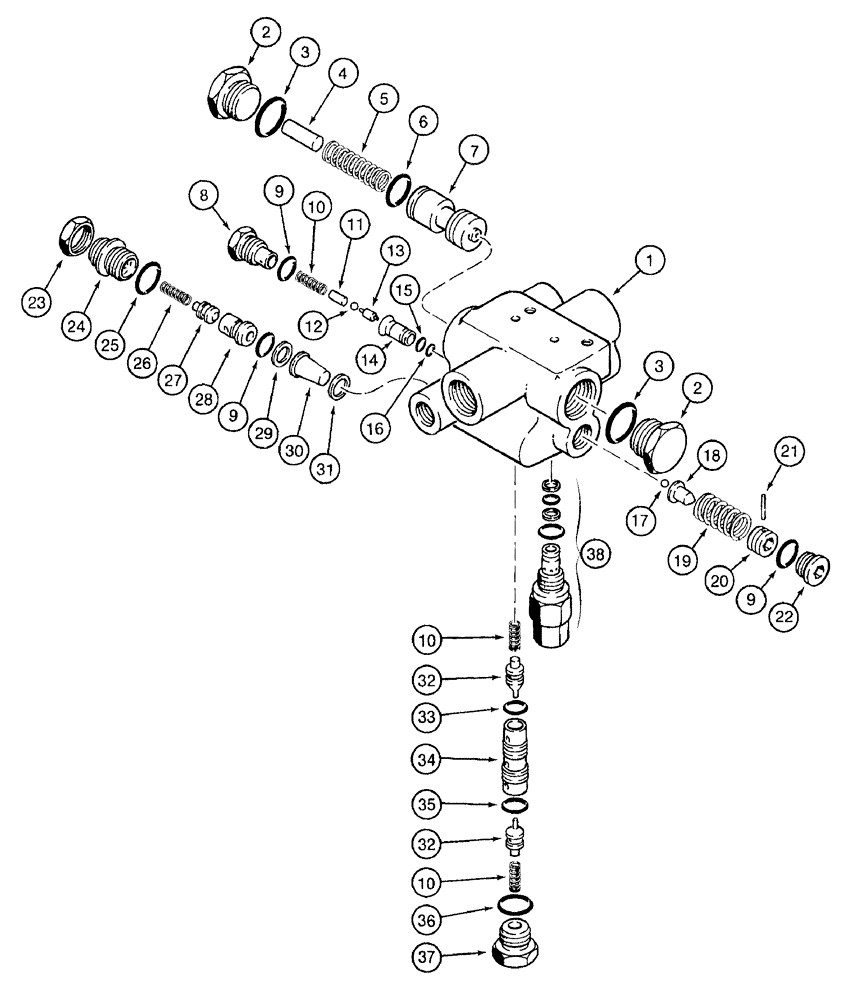 Схема запчастей Case 921B - (7-022) - BRAKE ACCUMULATOR VALVE (07) - BRAKES