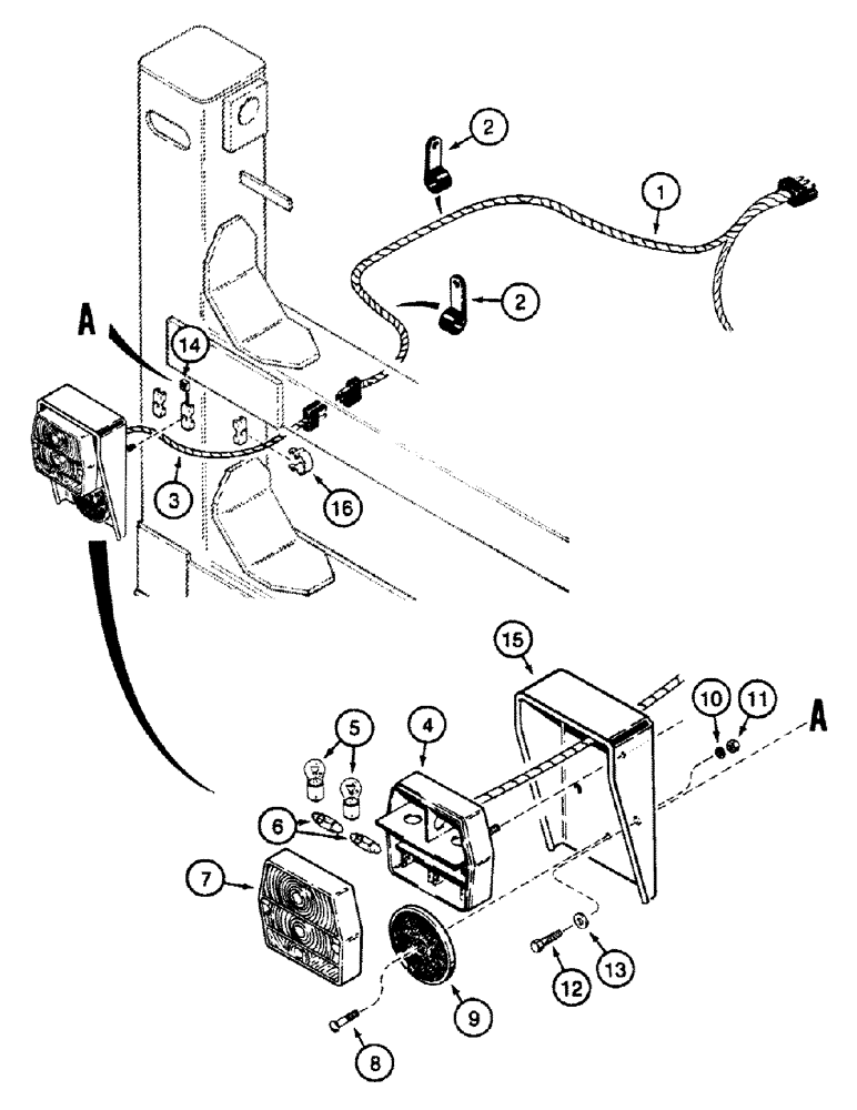 Схема запчастей Case 580SK - (4-30) - REAR LAMPS, FRAME MOUNTED, SIDESHIFT BACKHOE (04) - ELECTRICAL SYSTEMS