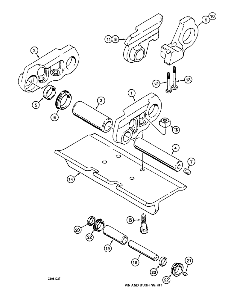 Схема запчастей Case 550E - (5-16) - CASE LUBRICATED TRACK CHAIN, IF USED, EACH MASTER LINK HAS TWO BOLT HOLES (11) - TRACKS/STEERING