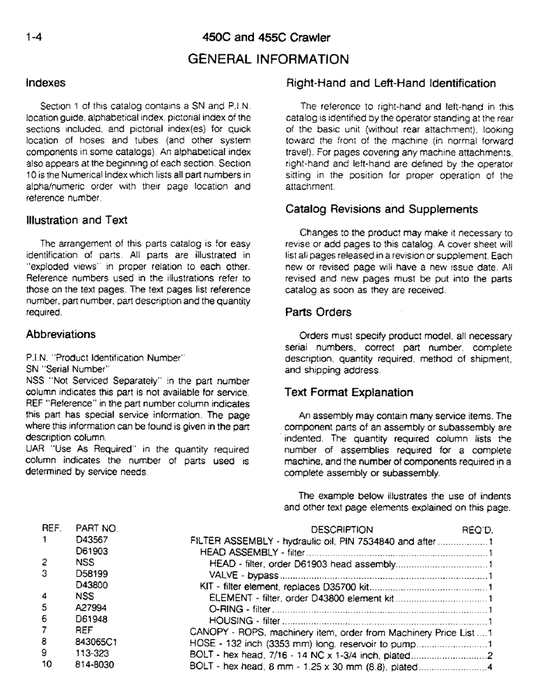 Схема запчастей Case 455C - (1-04) - GENERAL INFORMATION (00) - PICTORIAL INDEX
