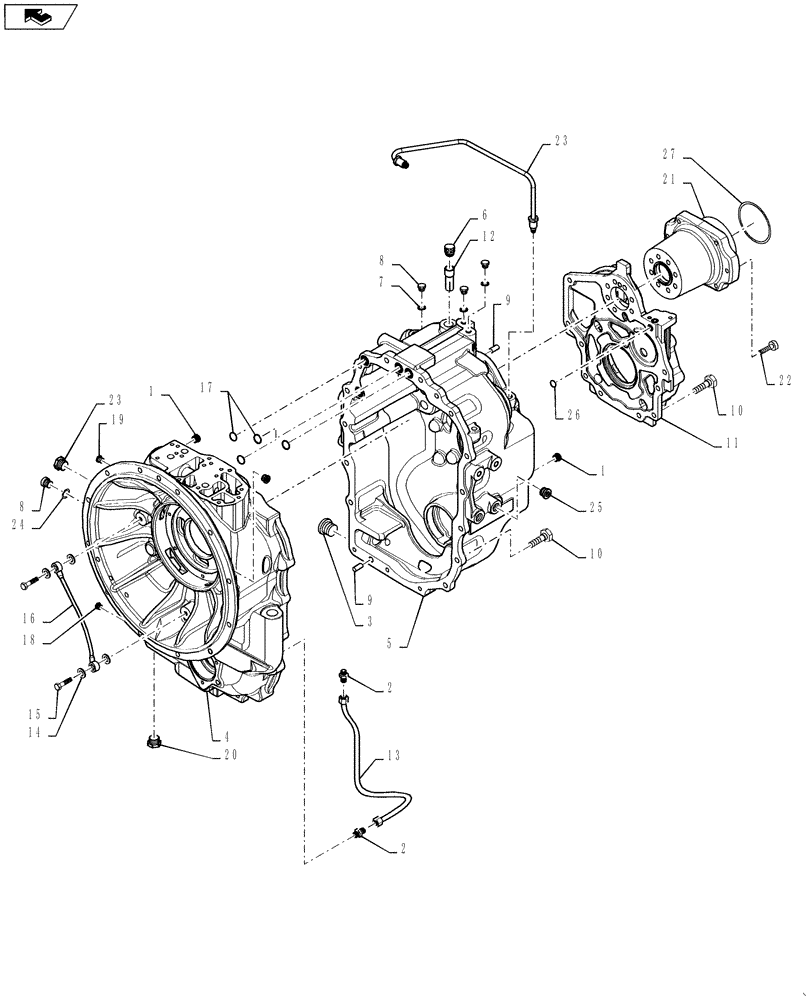 Схема запчастей Case 580M - (06-21) - TRANSMISSION ASSY, 4WD - HOUSING (06) - POWER TRAIN