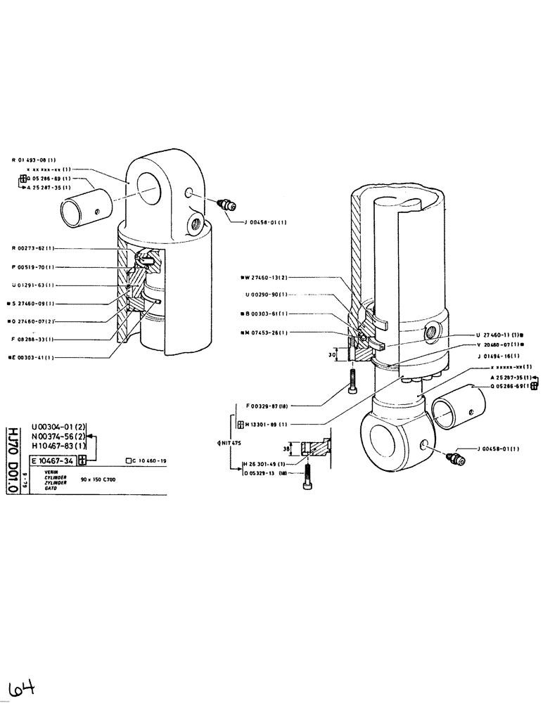 Схема запчастей Case SC150L - (064) - CYLINDER 