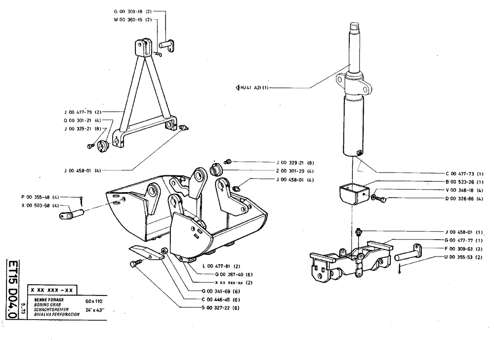 Схема запчастей Case TY45 - (ET15 D04.0) - BORING GRAB - 60 X 110 (24" X 43") (18) - ATTACHMENT ACCESSORIES