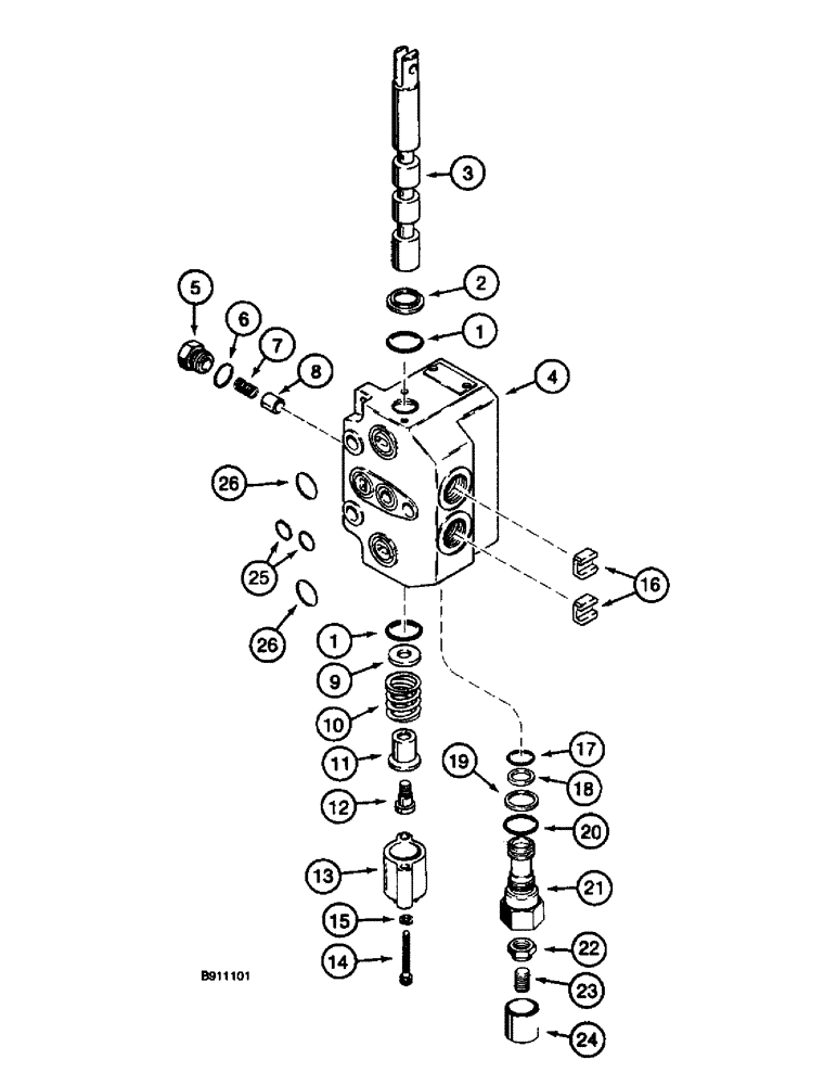 Схема запчастей Case 660 - (8-020) - ATTACHMENT CONTROL VALVE - H674409, INLET AND BLADE TILT SECTION (08) - HYDRAULICS