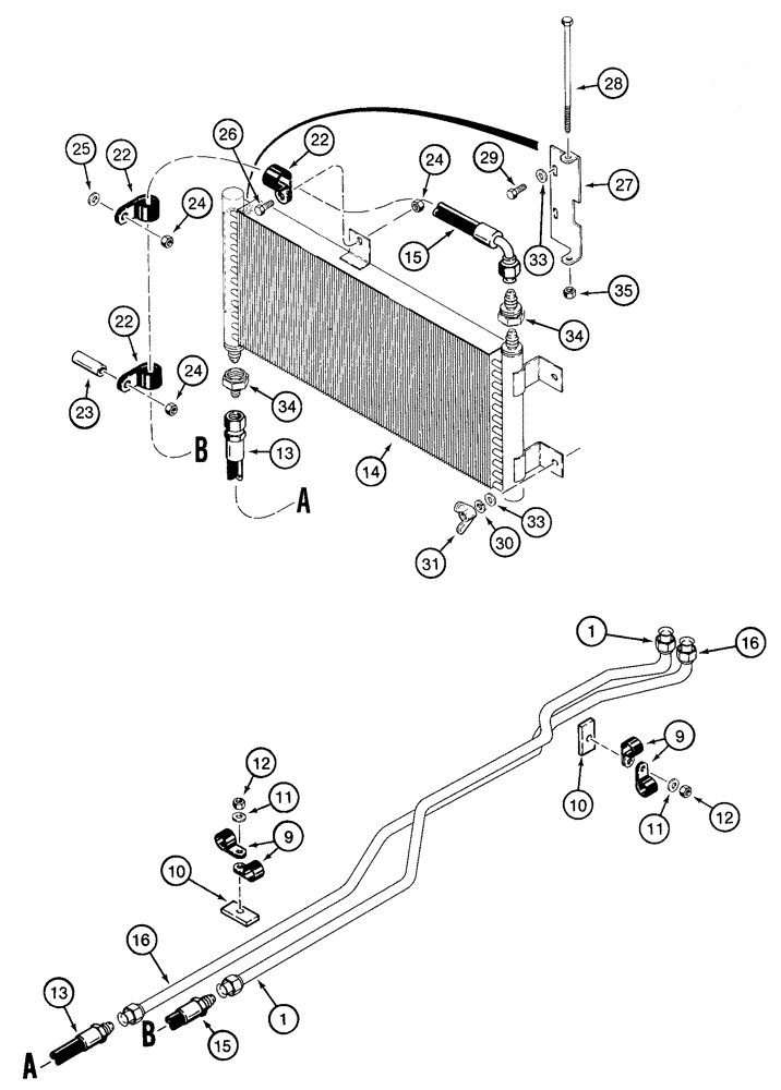 Схема запчастей Case 621C - (05-022) - HYDRAULICS - STEERING, RETURN LINE AND COOLER, NORTH AMERICA ONLY (05) - STEERING