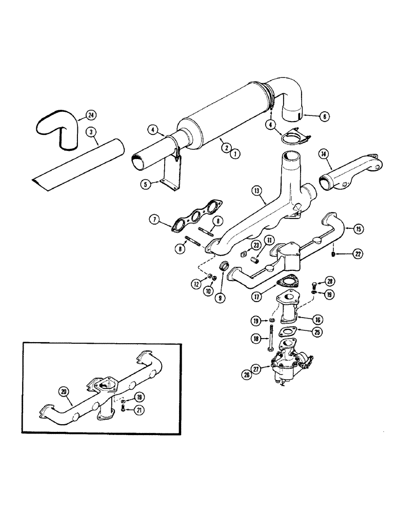 Схема запчастей Case W10B - (038) - MANIFOLDS AND MUFFLER, (377) SPARK IGNITION ENGINE (02) - ENGINE