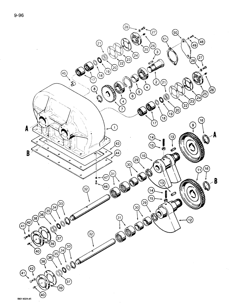 Схема запчастей Case 360 - (9-096) - PLOW GEARBOX (09) - CHASSIS/ATTACHMENTS