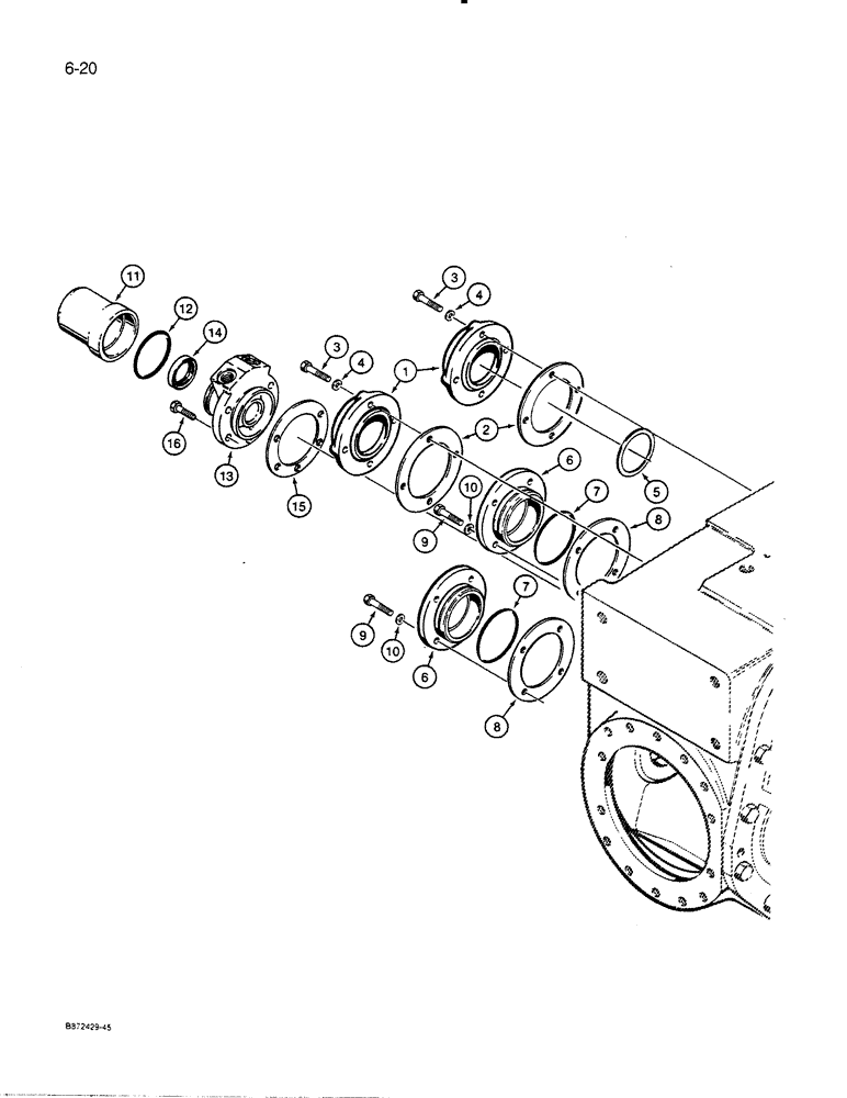 Схема запчастей Case 450C - (6-20) - TRANSMISSION REAR COVERS, MODELS WITH WET BRAKES, P.I.N. GBE 0001501 AND AFTER (06) - POWER TRAIN