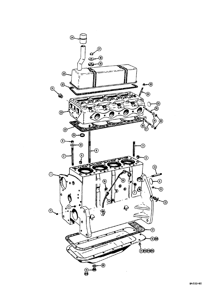 Схема запчастей Case 310E - (019) - ENGINE BLOCK AND RELATED PARTS - DIESEL (01) - ENGINE