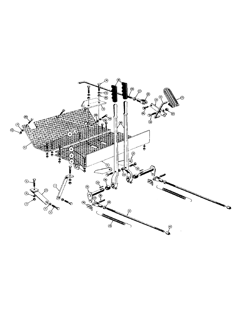 Схема запчастей Case 500 - (140) - FLOOR PLATE, STEERING LEVERS & LINKAGE, (500 MODELS ONLY - USED UP TO S/N 3000180) (05) - UPPERSTRUCTURE CHASSIS