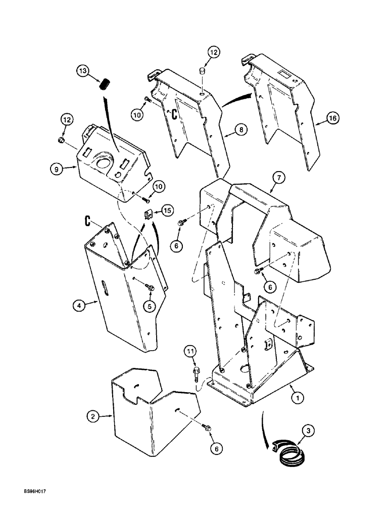 Схема запчастей Case 721B - (9-066) - PEDESTAL AND COVERS, PEDESTAL WITH TAN COVERS (09) - CHASSIS/ATTACHMENTS