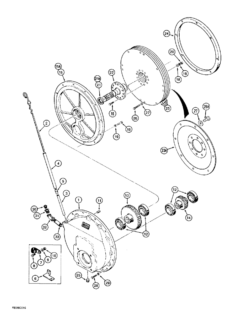 Схема запчастей Case 860 - (6-26) - PUMP DRIVE ASSEMBLY - H674758 (06) - POWER TRAIN