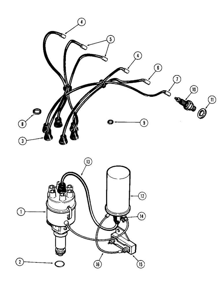 Схема запчастей Case W10C - (060) - DISTRIBUTOR IGNITION SYSTEM, (377) SPARK IGNITION ENGINE (04) - ELECTRICAL SYSTEMS