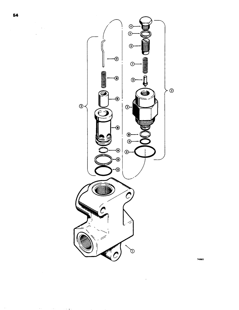 Схема запчастей Case 26C - (054) - L56060 RELIEF VALVE 