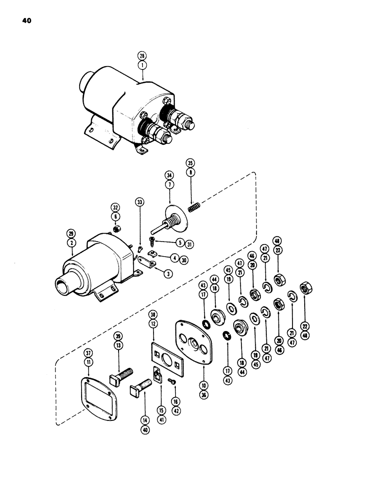 Схема запчастей Case W24 - (040) - A15358 SOLENOID, (504B) DIESEL ENGINE (04) - ELECTRICAL SYSTEMS