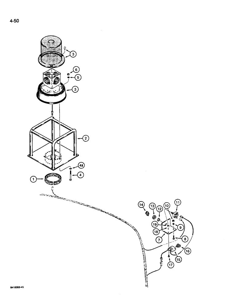 Схема запчастей Case W14B - (4-50) - ROTATING BEACON AND MOUNTING, USED ON MODELS WITH CAB OR CANOPY (04) - ELECTRICAL SYSTEMS