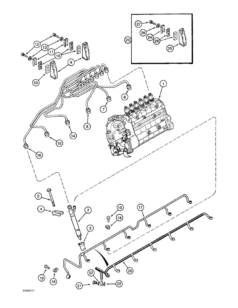 Схема запчастей Case 1150E - (3-16) - FUEL INJECTION SYSTEM, 6-830 ENGINE, 6T-830 ENGINE (03) - FUEL SYSTEM