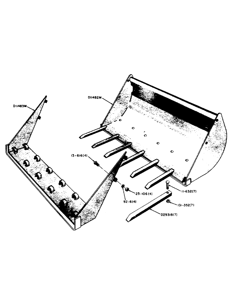 Схема запчастей Case 31 - (055) - MANURE FORK ATTACHMENT, TINES, AND DIRT PLATE 