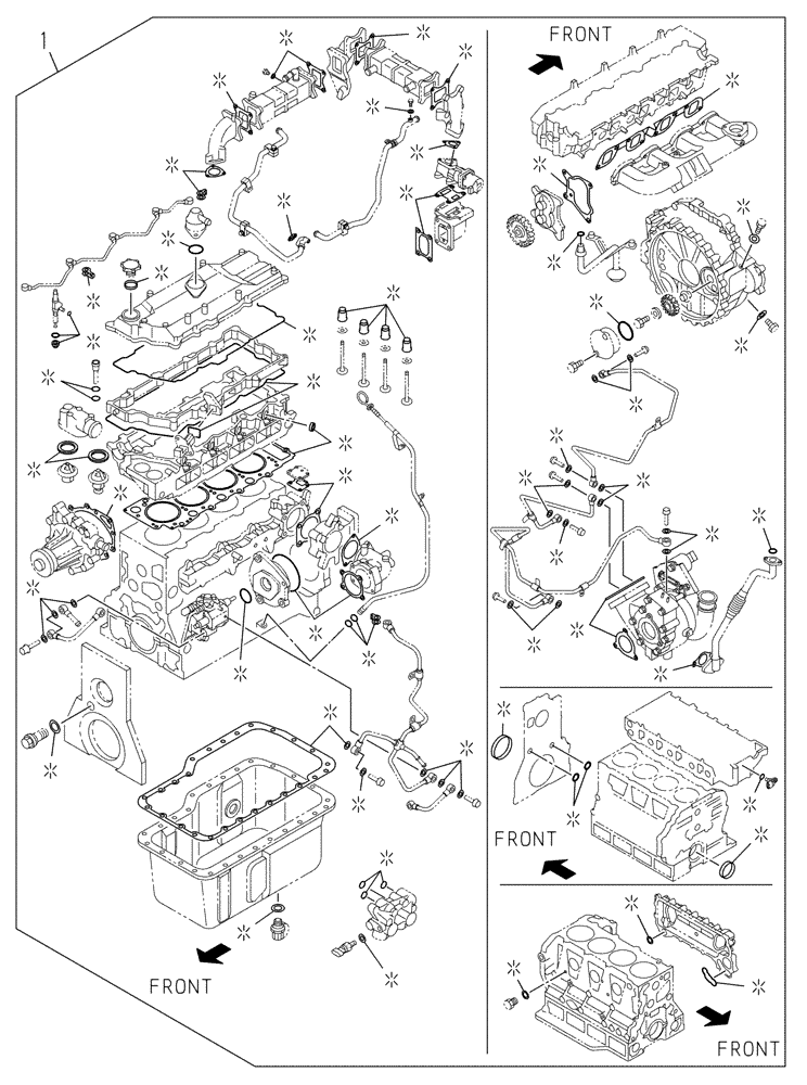 Схема запчастей Case CX210C LR - (10.001.04[01]) - PACKAGE SEALS - ENGINE (10) - ENGINE