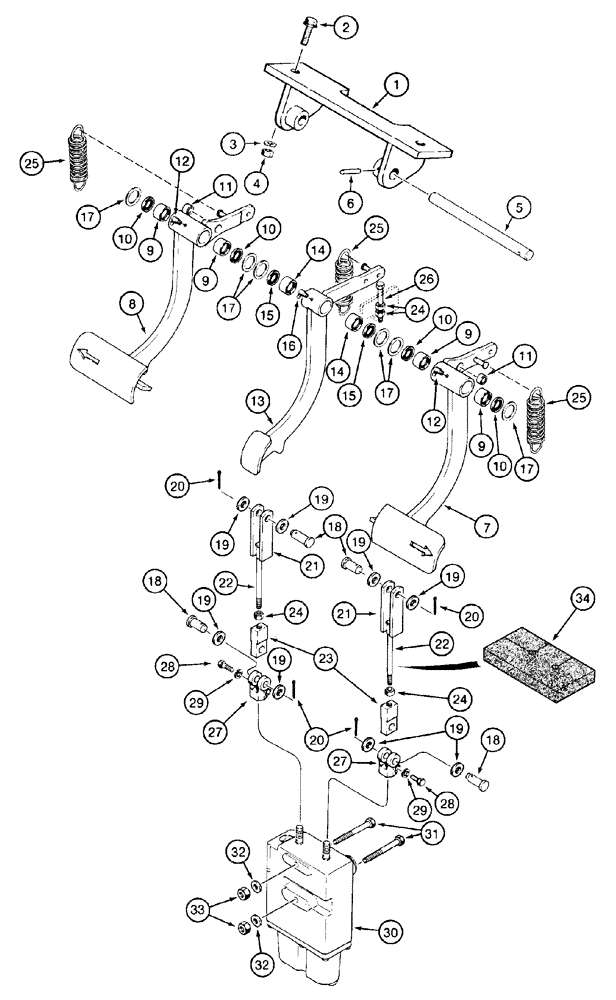 Схема запчастей Case 650H - (07-01) - PEDALS AND LINKAGE BRAKE (07) - BRAKES