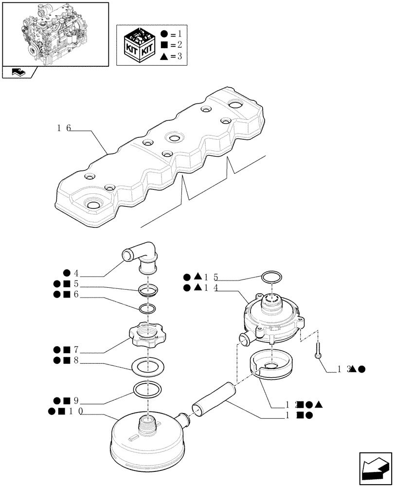 Схема запчастей Case F4DFE613J A004 - (10.304.03) - ENGINE BREATHERS (10) - ENGINE