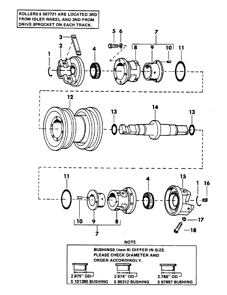 Схема запчастей Case 40EC - (014) - DOUBLE FLANGE TRACK ROLLER, (USED ON UNITS WITH SERIAL NUMBER 1832 AND AFTER) (04) - UNDERCARRIAGE