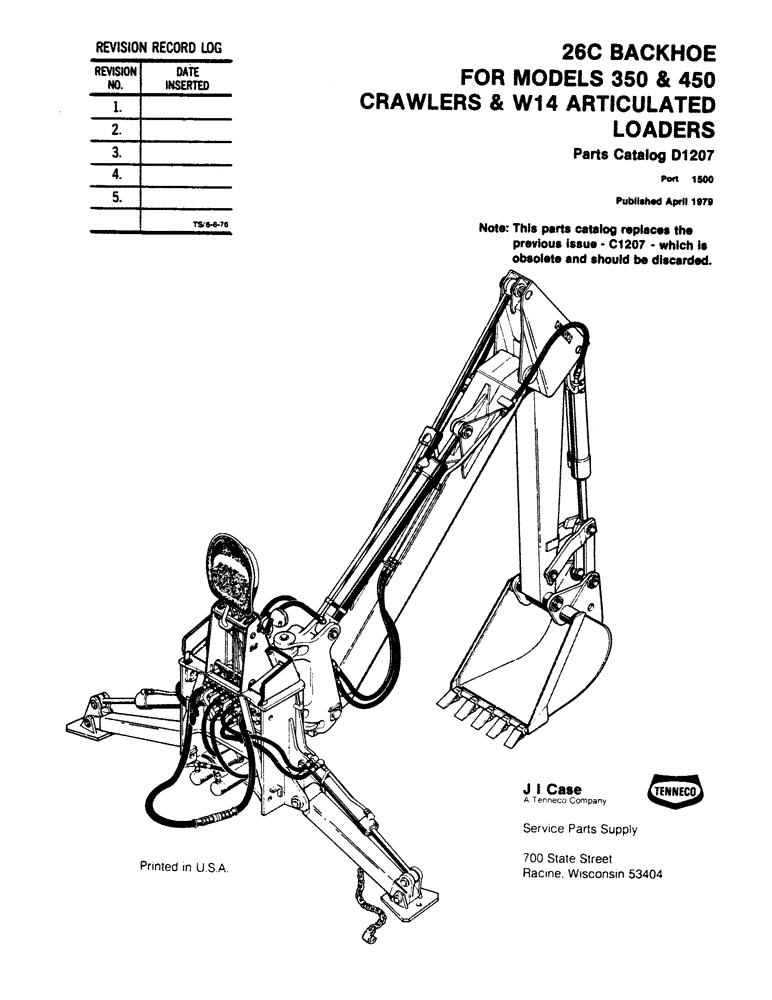 Схема запчастей Case 26C - (001) - 26C BACKHOE 